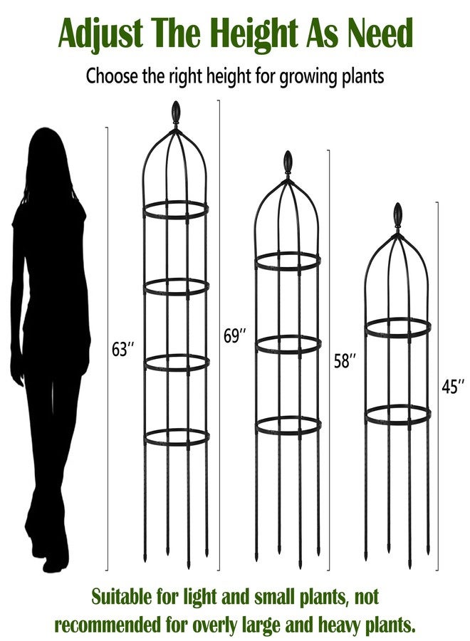 Miuwauer 2 Pcs Garden Obelisk Trellis for Climbing Plants Outdoor 6 Ft Rose Bush Round Trellis for Pots Rustproof Metal Plant Flower Trellises for Clematis Vine Jasmine Support Outdoor Indoor - Image 3